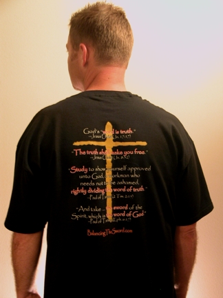 "What is Truth"—Pontius Pilate   Tee Shirt by Balancing the Sword  - Back 1